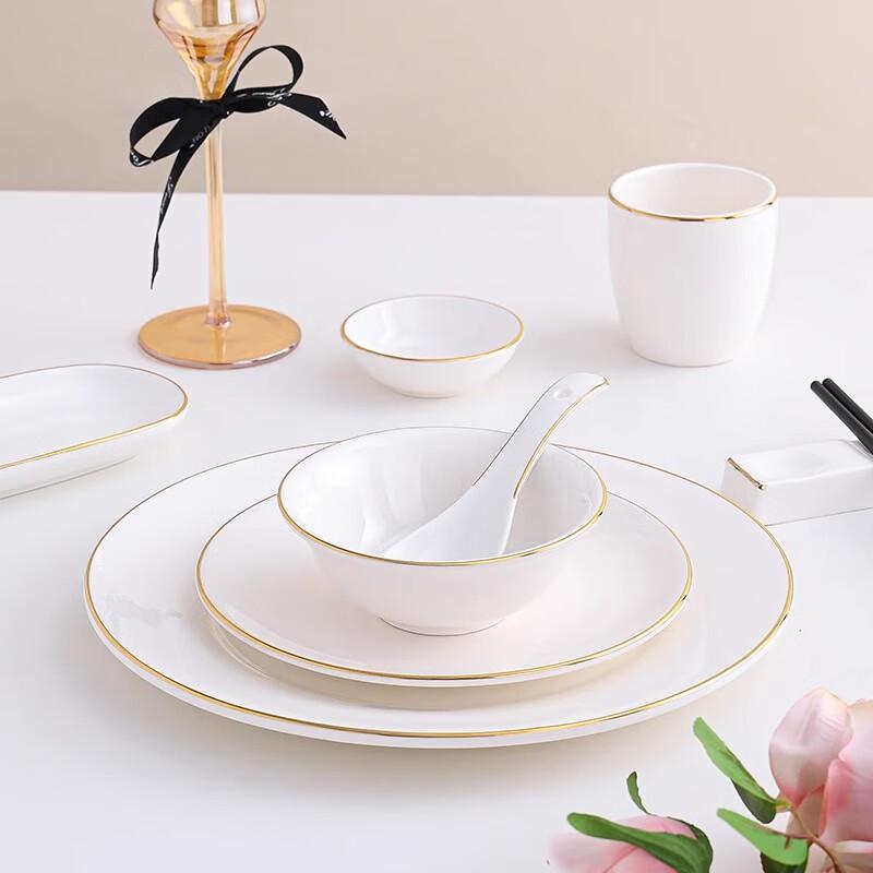 New Chinese Style Gold Rim Ceramic Tableware Set