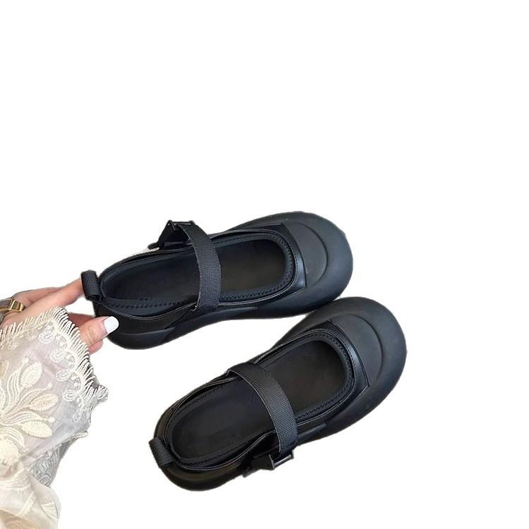 Weird aestheticism thick sole inner height increase leather ugly cute Mary Jane women breathable spring and summer new little white single shoes
