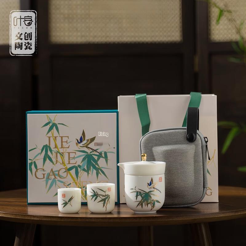 

Chinese Style Mutton-Fat Jade Porcelain Portable Tea Set