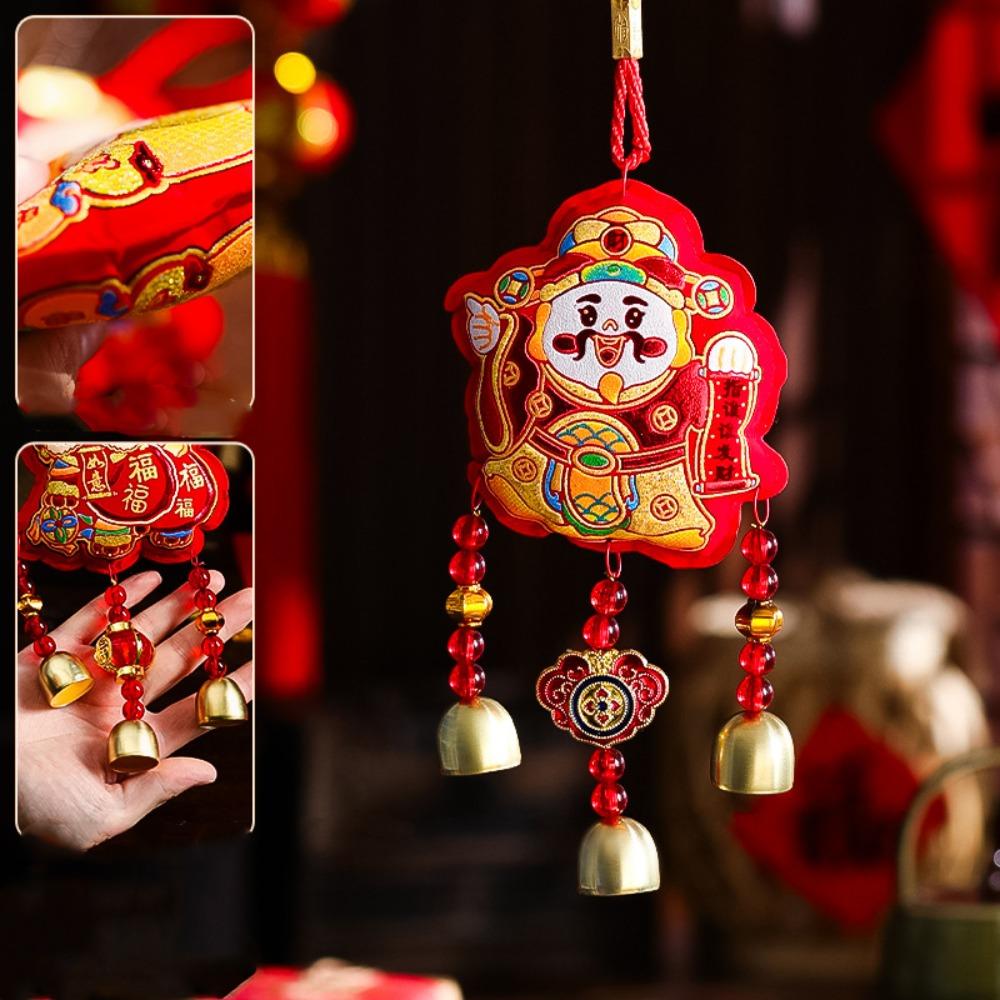 The God of Fortune Horse Pendant Red Embroidered Year of The Horse Hanging Decoration 2026 Year of The Horse Chinese Style