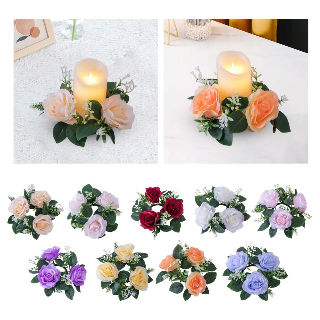 Candle Rings Wreaths Decorative 9inch Artificial Floral Flower Garland for Christmas Tabletop Wedding Thanksgiving