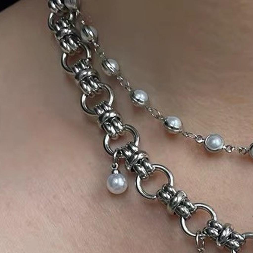 Elegant Imitation Pearls Tassels Watch Pendant Necklace With Alloy Chain For Women Wedding Party Daily Jewelry Gift