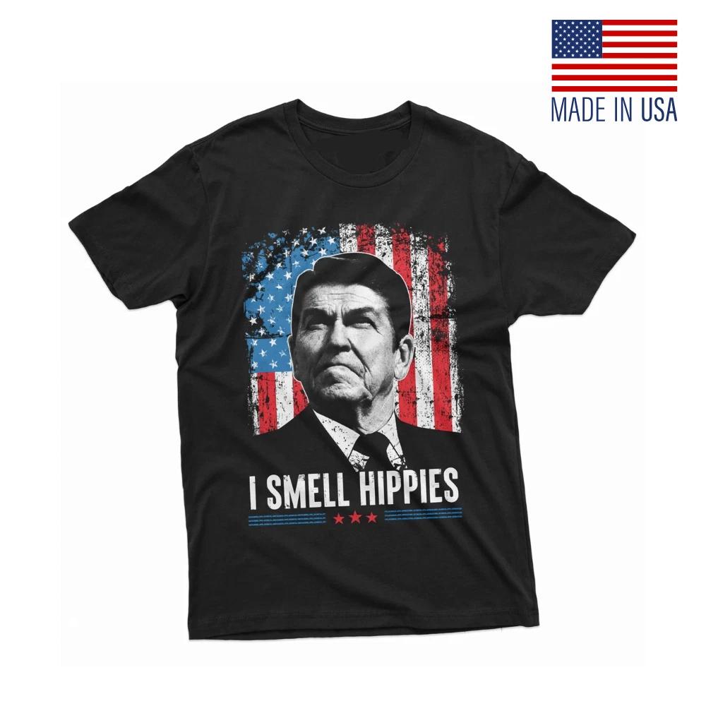 Men’s I Smell Hippies Funny US President Style 4th of July T-Shirt Reprint 2XL