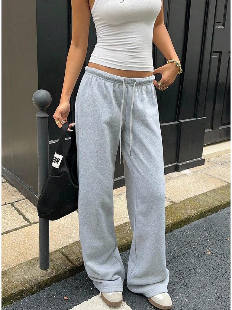 026 Early Autumn Retro Mid-Low Waist Lazy Sweatpants - European & American Style, Versatile Drape Sports Casual Wear