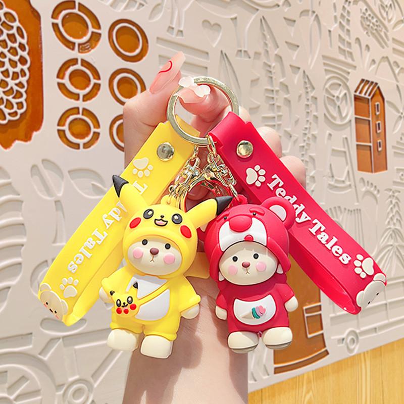 Adorable Cartoon Teddy Bear Keychain With Cute Pvc Material And Unique Designs For Gifts