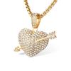 Custom Stainless Steel Iced Out Zircon Cupid's Arrow Heart Pendants Girl Charms