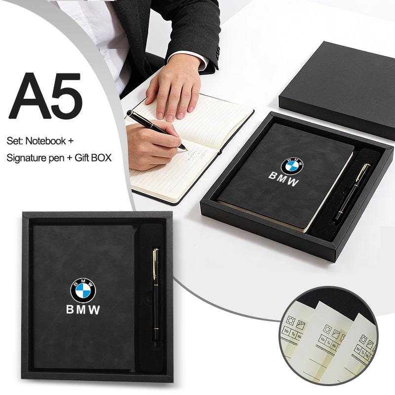 Car Logo Notebook Thickened Retro Diary Set Accessory Gift For BMW X1 X3 X5 X6 X7 1 3 5 6 7 Series G20 G30 F07 F15 F16 Keychain
