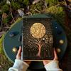 Tree of Life Book of Shadows, Moon Tree Leather Grimoire, Wiccan Pagan Witchcraft Journal, Celestial Spellbook with Deckle Paper