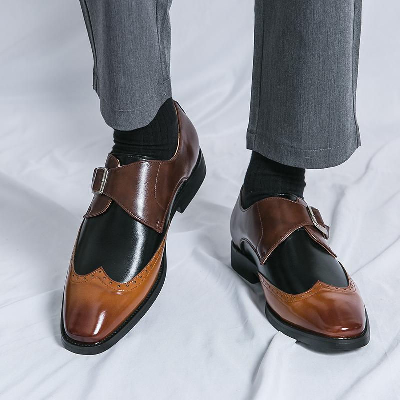 Casual Men's Leather Shoes Fashion Color Blocking Design Style Leisure Outdoor Party Hairstylists and Nightclub Shoes Size 38-48