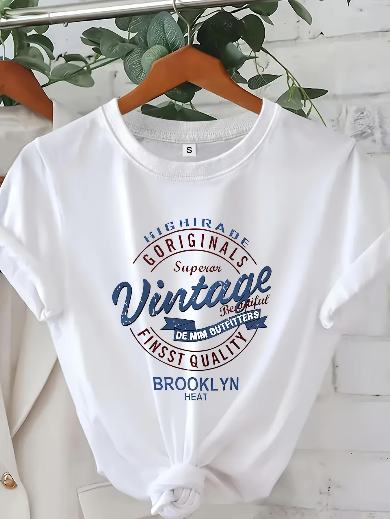 

Women S Classic White T-Shirt with Vintage 100% Superior Quality Print - Casual Crew Neck, Short Sleeve 4XL