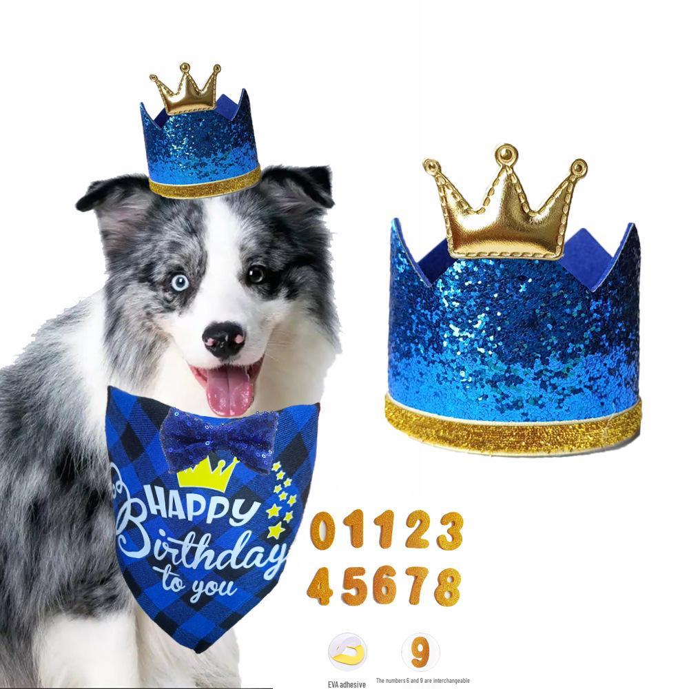 British Plaid Pet Birthday Hat and Bib Set for Dogs and Cats