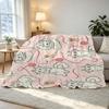 Cute Cat Series Flannel Blanket with Binding Edge – Soft Warm Cozy Throw for Home, Sofa, Halloween & Christmas