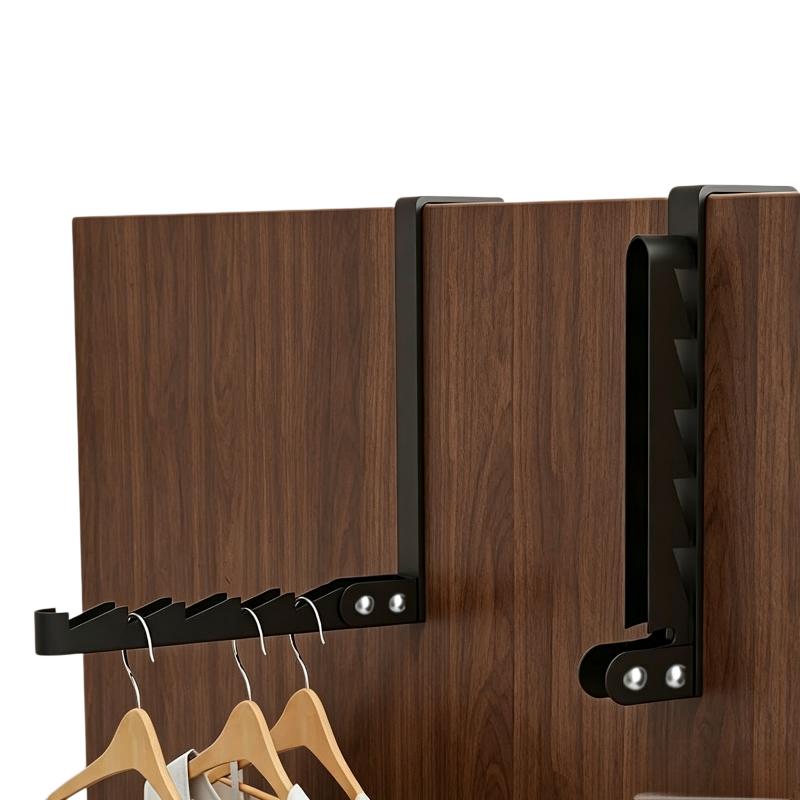 Collapsible No-Drill Over-Door Coat Hanger 5 Grooves Organizer Rack for Home Entryway Bathroom Scarves Keys Bags
