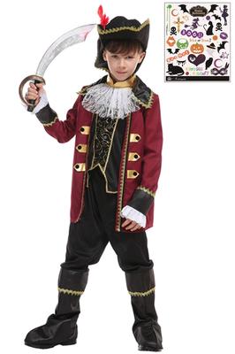 Pirate Captain Pirate Captain Halloween Costume with Size S734 Kids' Costume, High-Class Tattoos, 2-Piece Set, Boys' Costume, (L