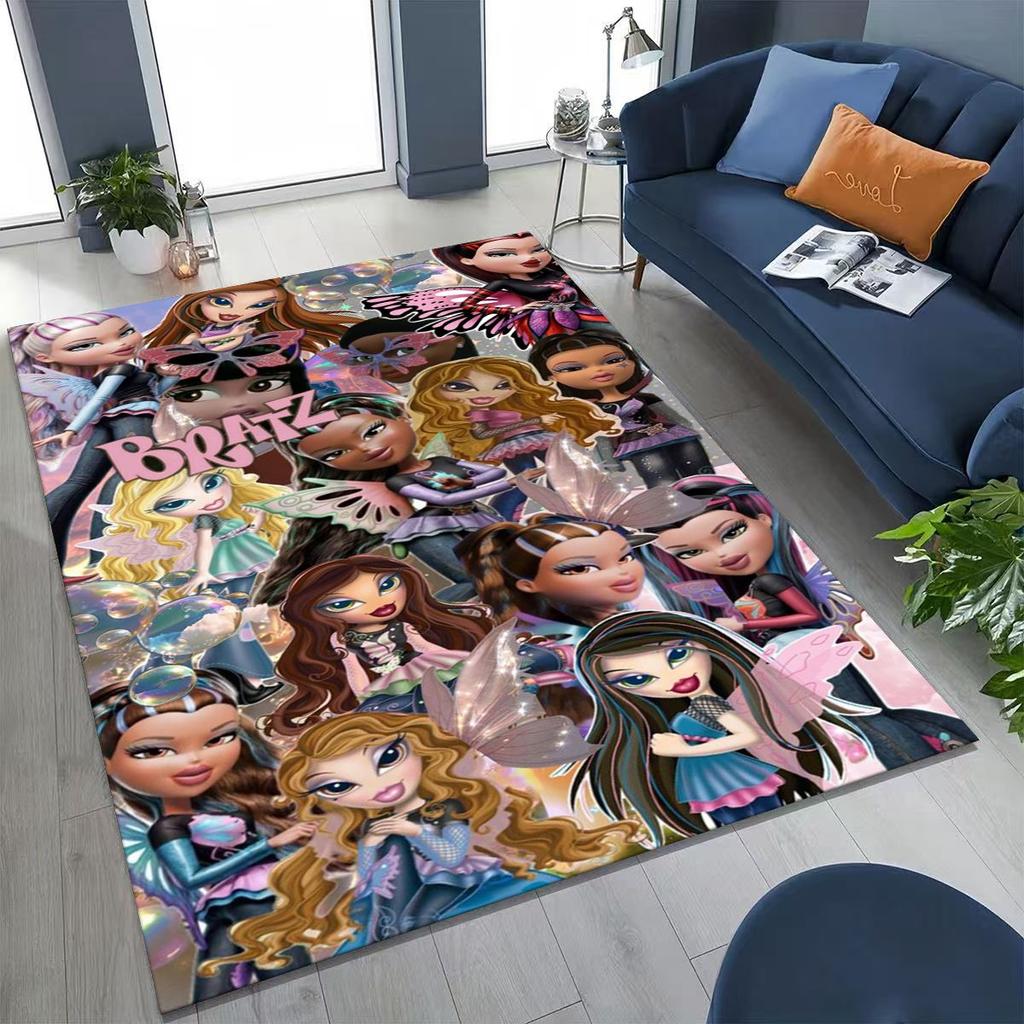 Fashion Girls Bratz Doll Cartoon Art Rug for Bedroom Living Room Sofa Home Doormat Decor,Large Kids Play Non-slip Floor Mat Gift