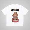 New Y2K Style Fun Face Print Black Round-neck T-shirt, Loose Short-sleeved, Hip-hop Style, for Both Men and Women.