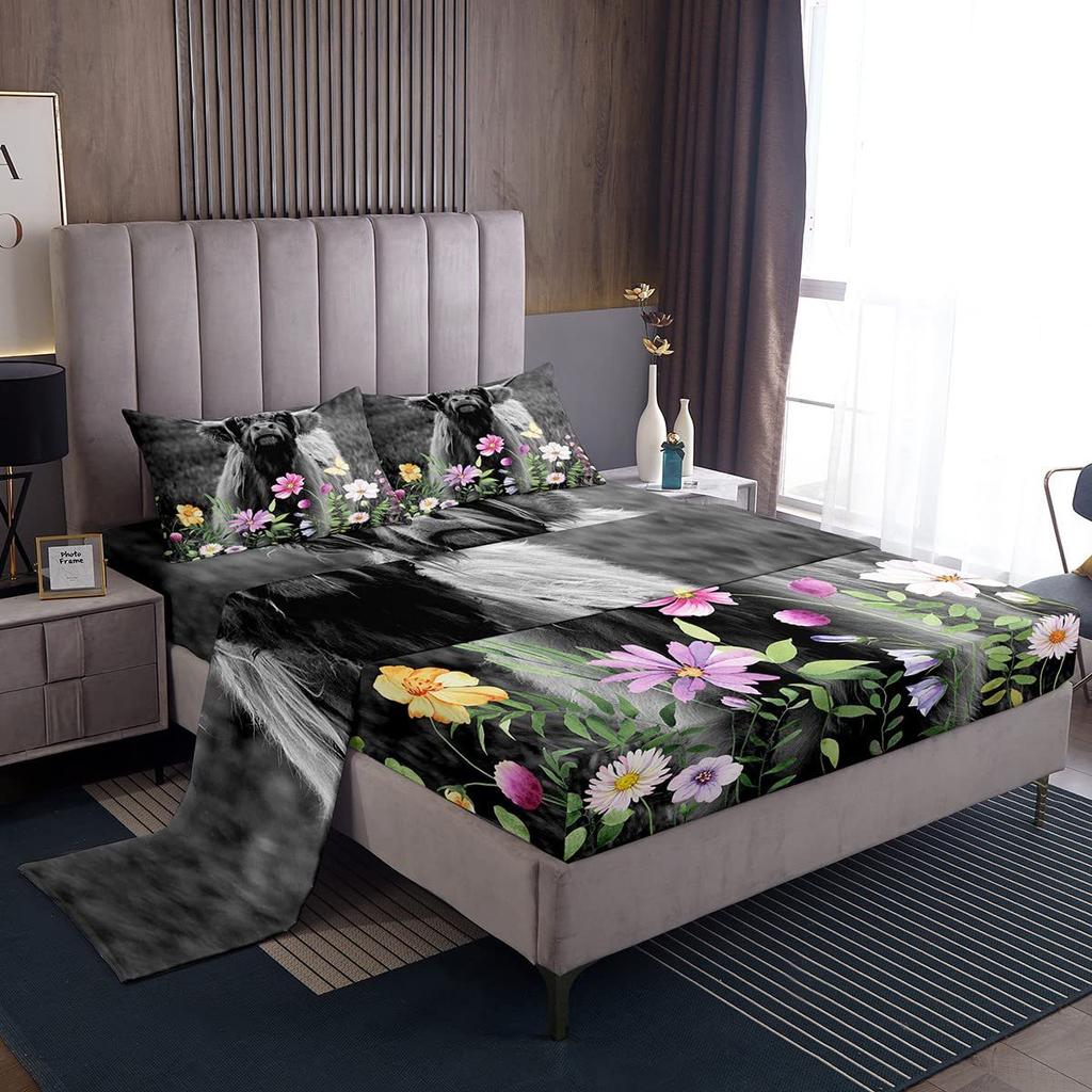 Color Rainbow Cloud Pattern Bed Hat Four-Piece Bedding Set Bedroom Dormitory Bedding Decoration