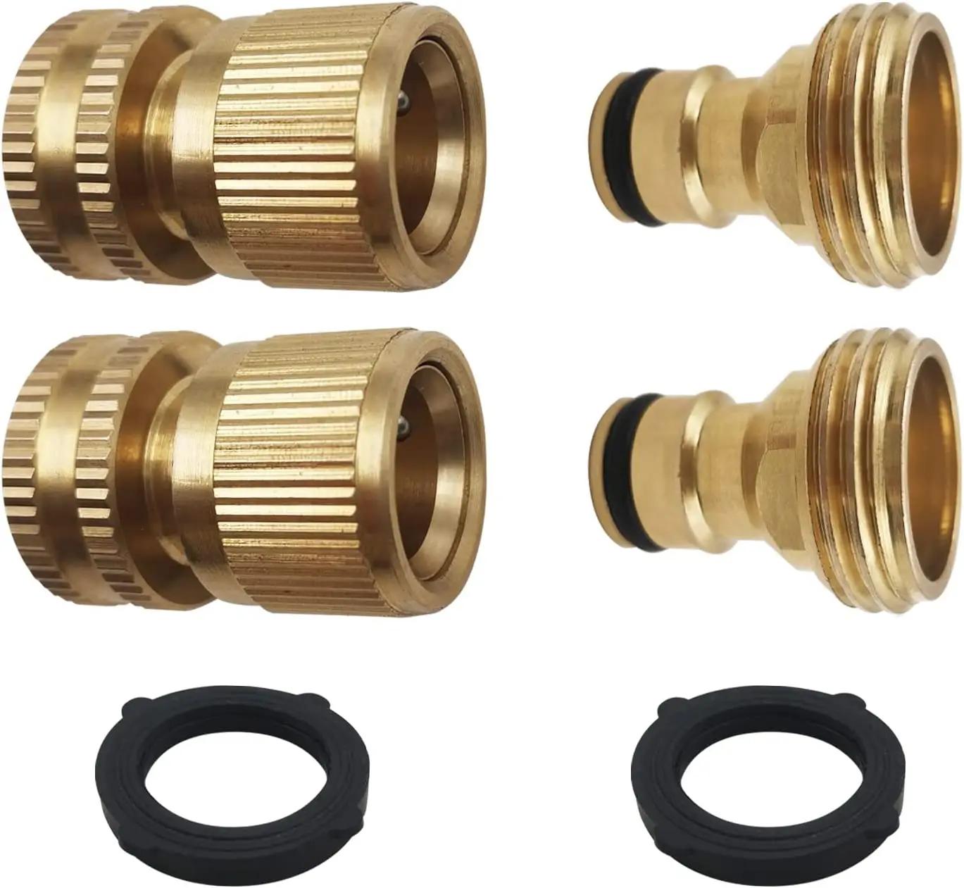 Solid Brass Garden Hose Adapter 3/4 Inch 90 Degree Elbow Connector  and 3/4 Inch Hose Quick Connector