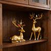 Nordic Style Deer Figurines Set, Resin Elk Statues with Gold Antler, Creative Home Decor Ornaments for Living Room TV Cabinet