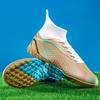 High-top football shoes, men's and women's broken nail sneakers, genuine long nails, non-slip, adult fake grass professional football shoes