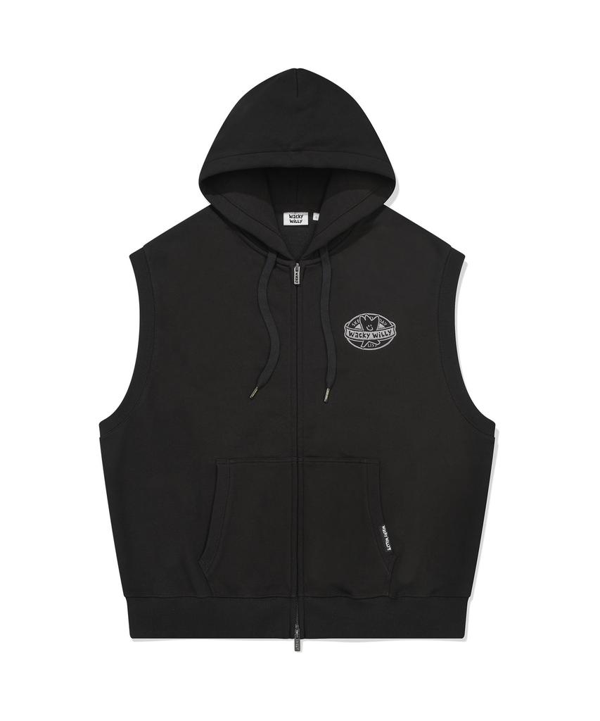 Wacky Willy Kiki Sleeveless Zip-Up Hoodie Black
