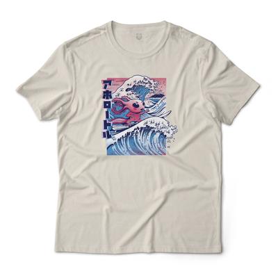 Axolotl Surfing In Great Wave Japanese Graphic T-Shirt Unisex Lightweight Cotton