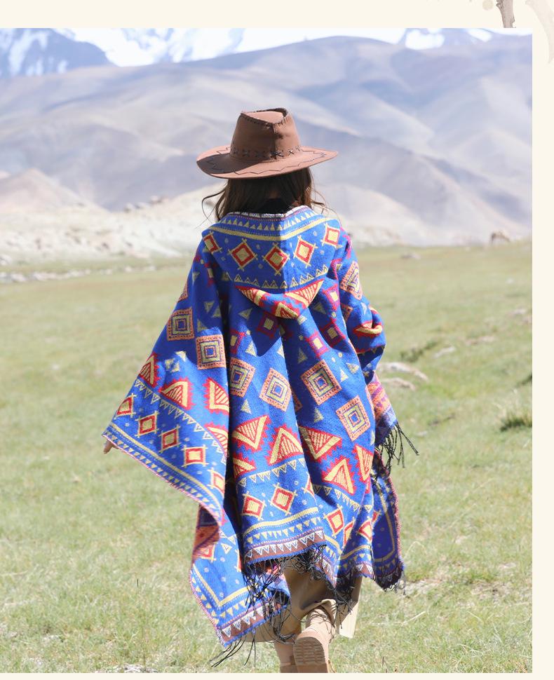 Yunnan Dali Ethnic Style Women's Warm Hooded Scarf Cloak
