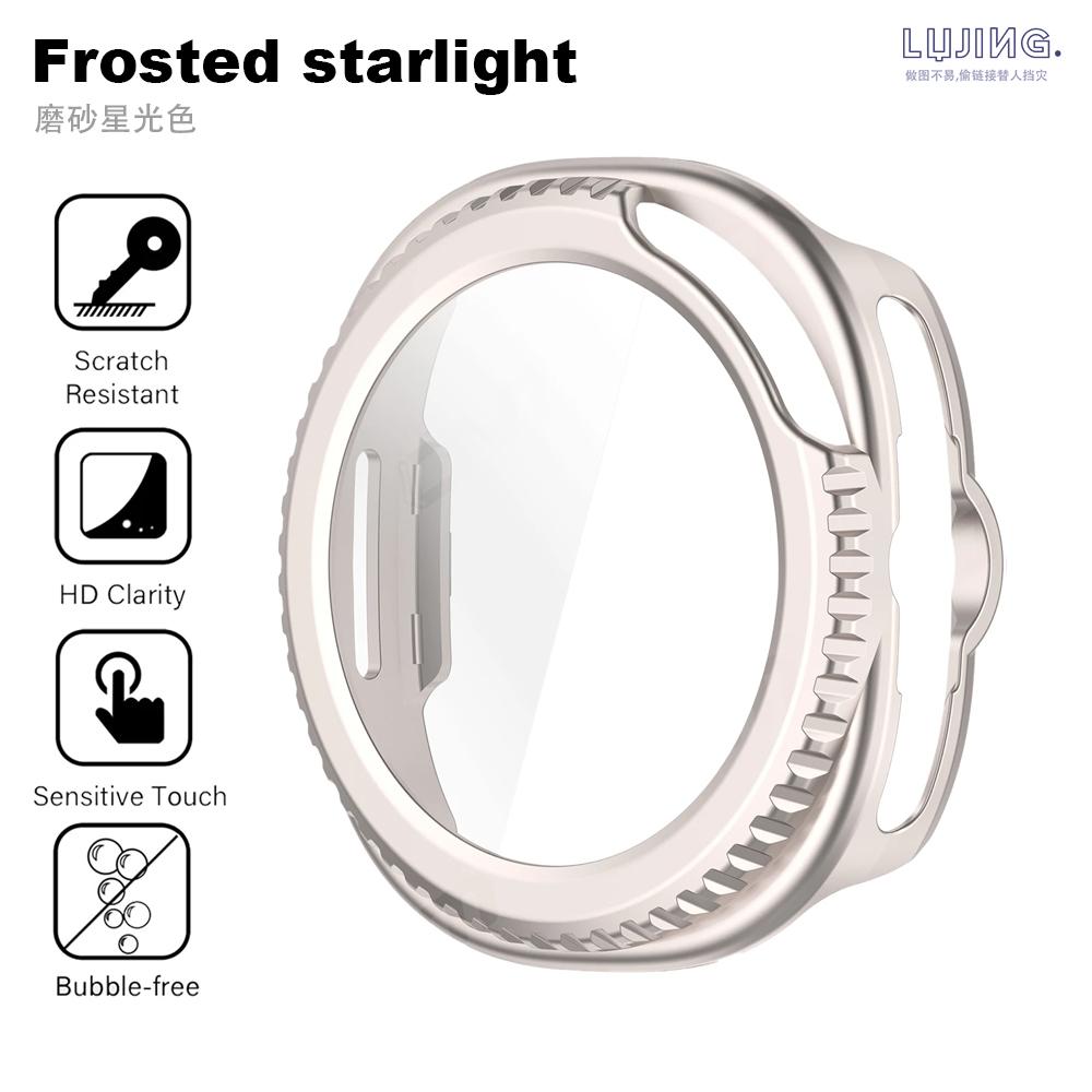 Vidrio+Funda para Samsung Galaxy Watch 8 Classic 46mm 40mm 44mm Protector de Pantalla de Vidrio Templado y Parachoques Protector de PC Duro Accesorios