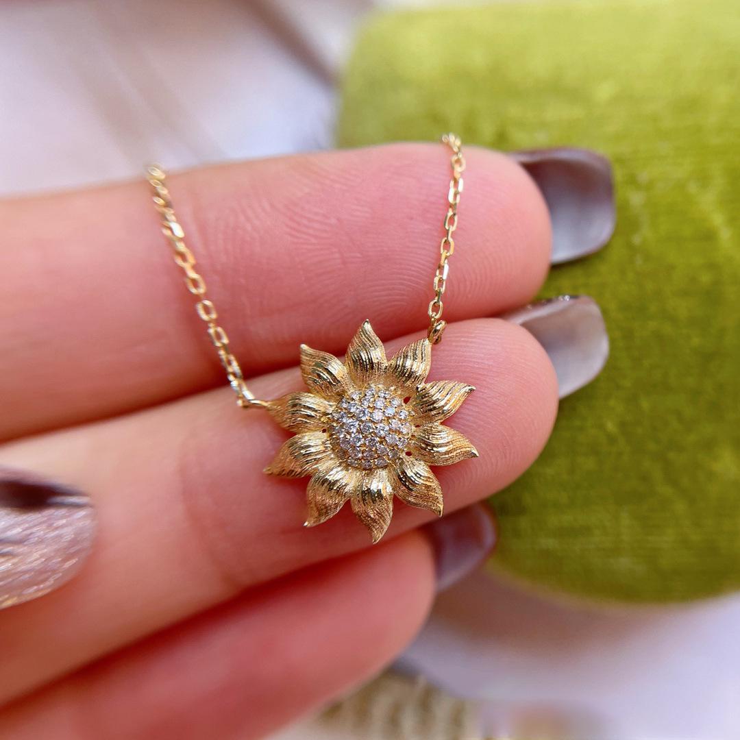 

S925 Sterling Silver Sunflower Pendant: Minimalist Mori Style Luxury Necklace 925 Silver