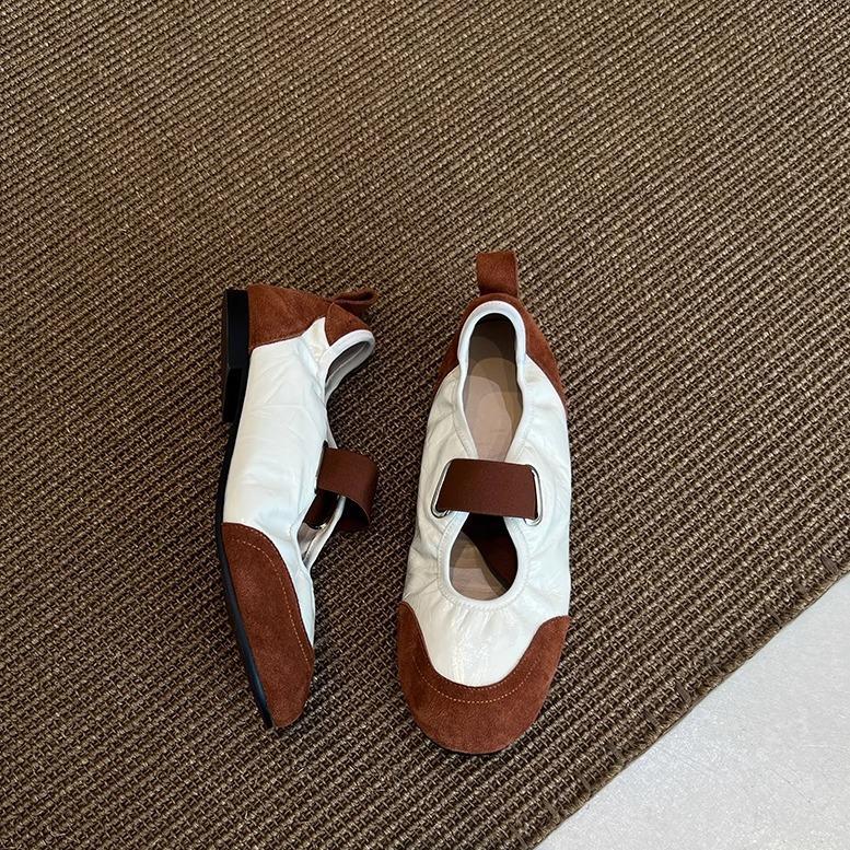 Sheepskin version~ retro elastic elastic band shallow mouth casual sports shoes women's versatile soft sole comfortable flat bottom German trainin