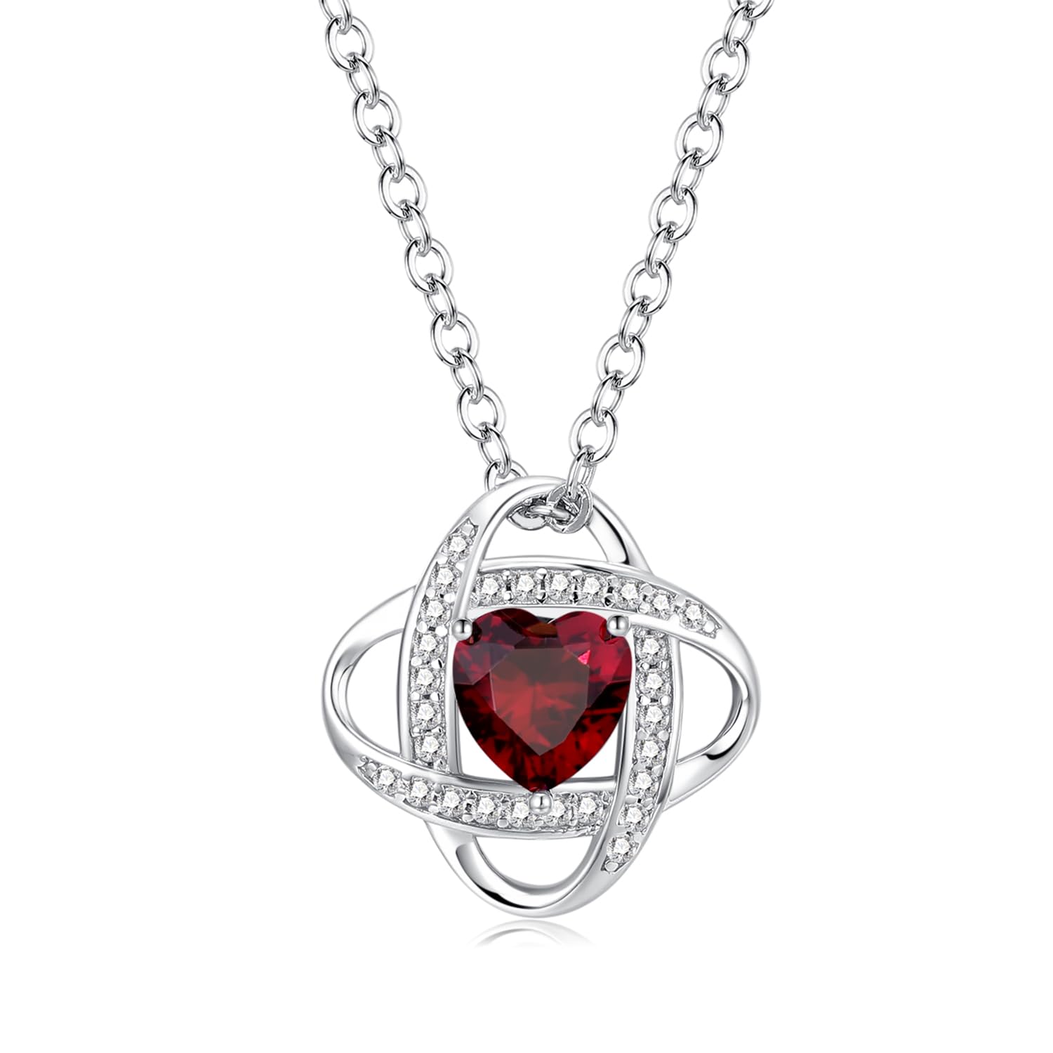 

Necklace for January White Return Wrapping Supplies Included [AGVANA] Women, Garnet, Birthstone, Silver, S925, Day, Gift, Women s Jewelry, Christmas,