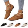 Women's Fashion Pointed Toe Lace-up Casual Flat Shoes for Plus Size