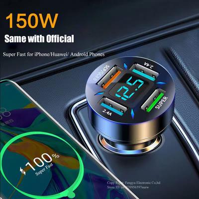 150w taşınabilir araç şarj cihazı hızlı şarj adaptörü 4 port Iphone 14 13 Pro Max 12 11 dk Samsung Oneplus Oppo Xiaomi Huawei