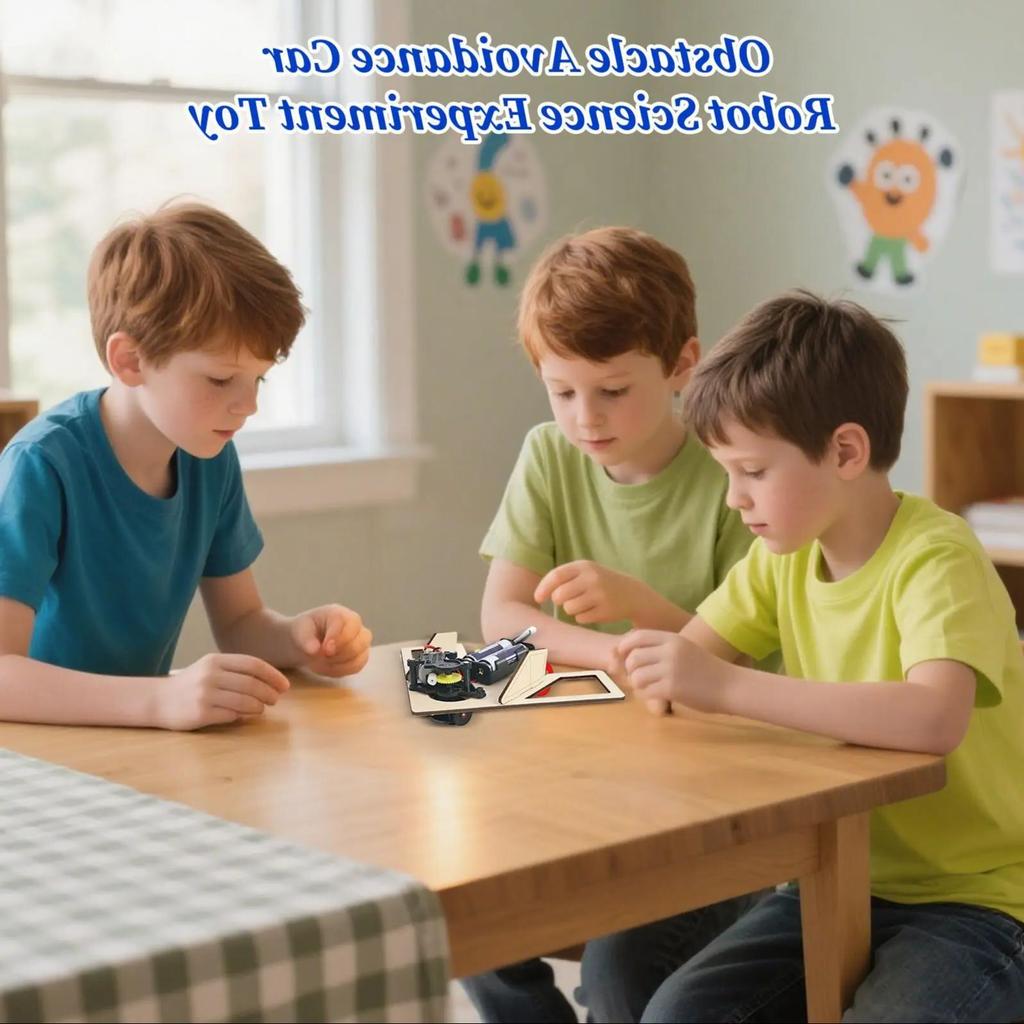 Diy Obstacle Avoidance Car Robot Scientific Production Of Elementary School Students Puzzle Handmade Experimental Toys