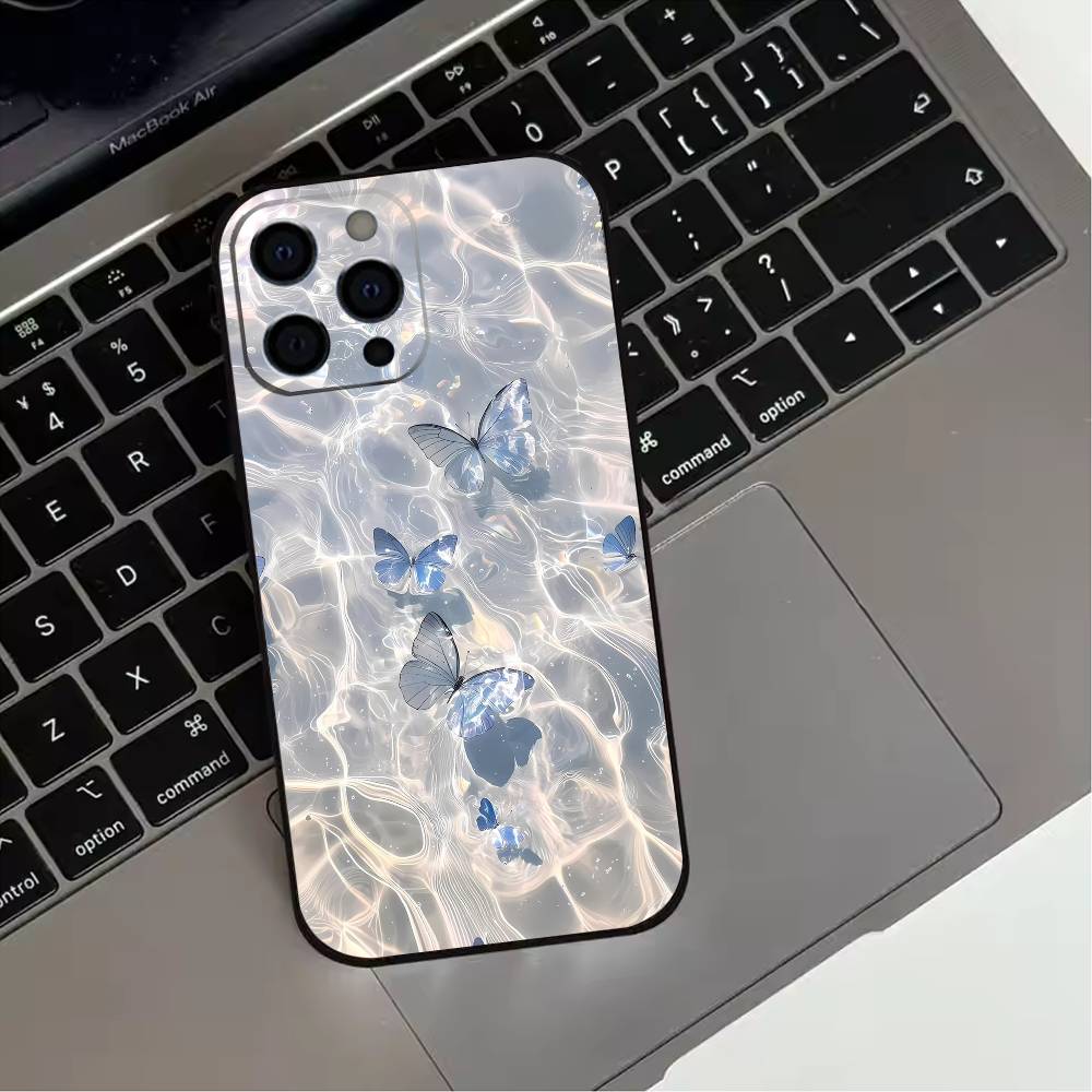 

Translucent Water Ripple Phone Case For iPhone 17,16,15,14,13,12,11 Plus,Pro Max,XS,Soft Silicone Black Cover iPhone14