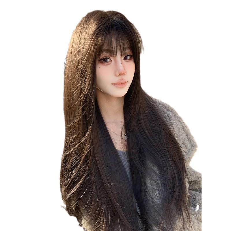 Kawakami Tomie Women's Wig with Natural Bangs - Long, Straight, Sweet, and Youthful Look