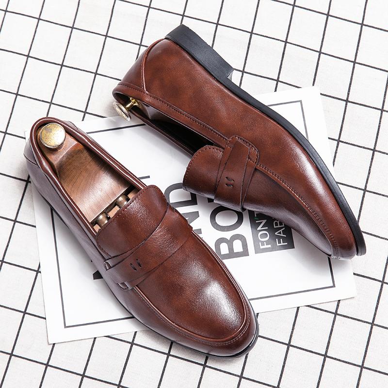 Men's Dress Shoes Trend Casual Business Leather Shoes Men Slip On Leather Loafers Male Formal Social Wedding Leather Shoes Men