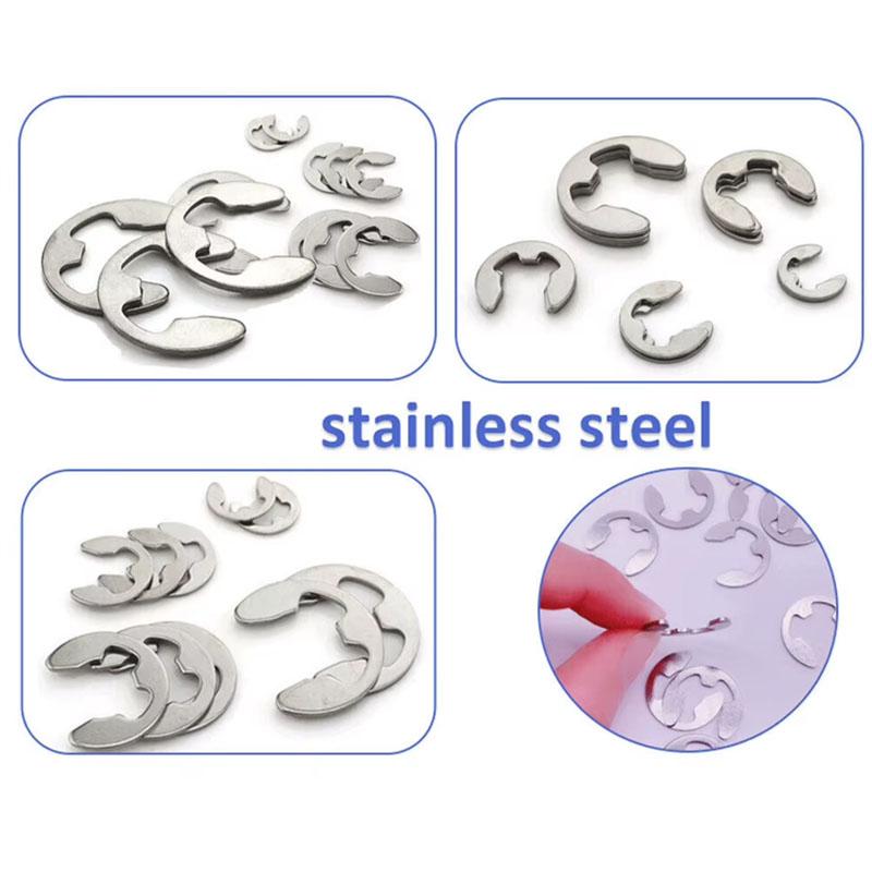 120pcs Stainless Steel Split Ring M1.5-M10 E-type Snap Spring Automotive Fasteners With Box Hand Tools For Safety Fixing