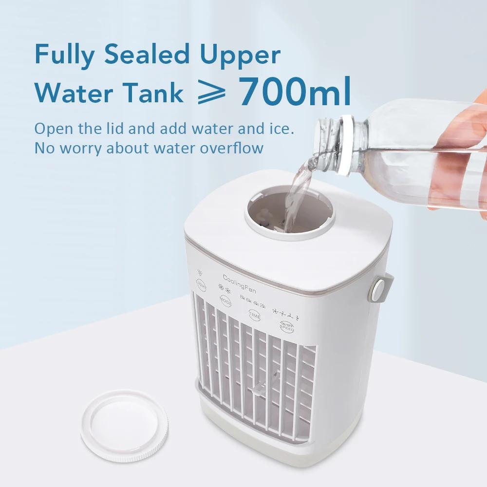 Air Conditioner Portable Desktop Air Cooler Fan with LED Night Light & Humidifier, Mini Mist Cooling Fan for Office Home