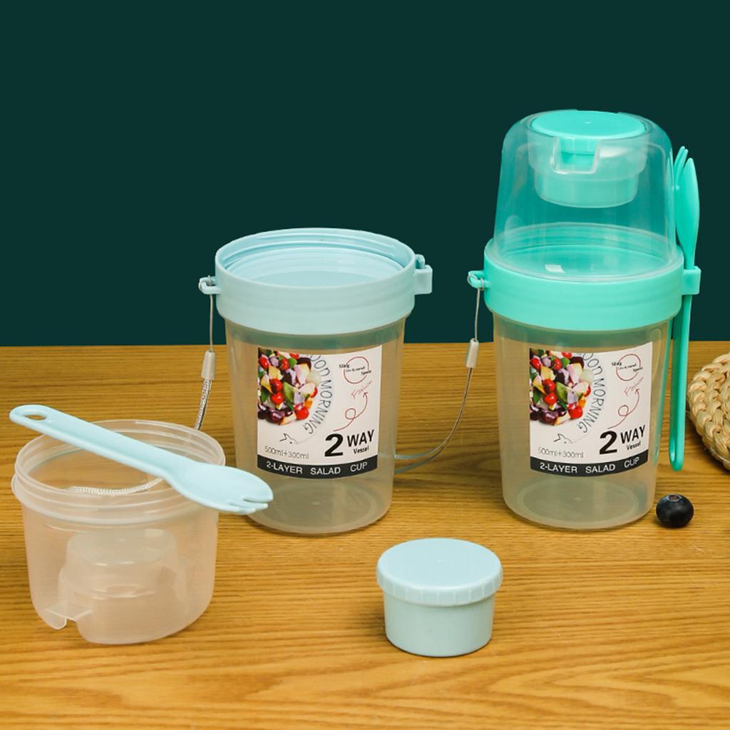 Salad Shaker Cup With Fork Lid Yogurt Cup For Healthy Meals