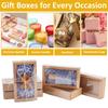 12pcs Rectangle Kraft Paper Drawer Boxes Festival Gift Wrapping Boxes Gift Packaging Boxes for Jewelry Wedding Party with Clear PET Plastic Cover Peru