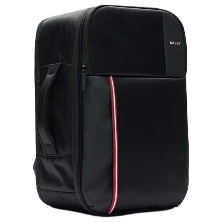 Bally Logo Zip Closure Fabric Backpack Men Backpack Black 6314700