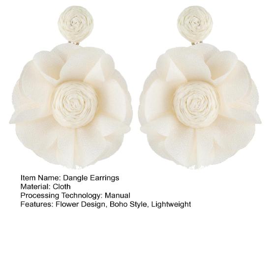 Boho Blume Hängeohrringe Damen Stoffblume Hängeohrringe Handgefertigt Leichte Florale Hängeohrringe für Urlaub Sommer Strand