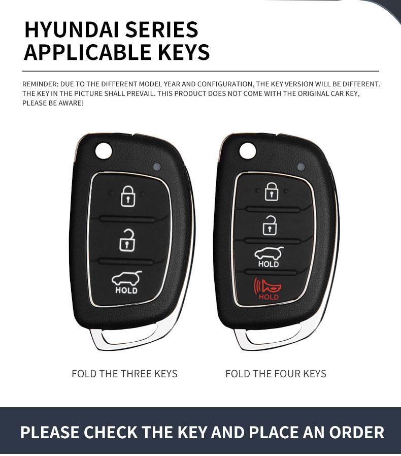 Alloy Leather Car Remote Key Protection Cover Shell For Hyundai Sonata 2015 Santa Fe 2013 GLS Tucson I40 Ix45 Creta Accessories RR8