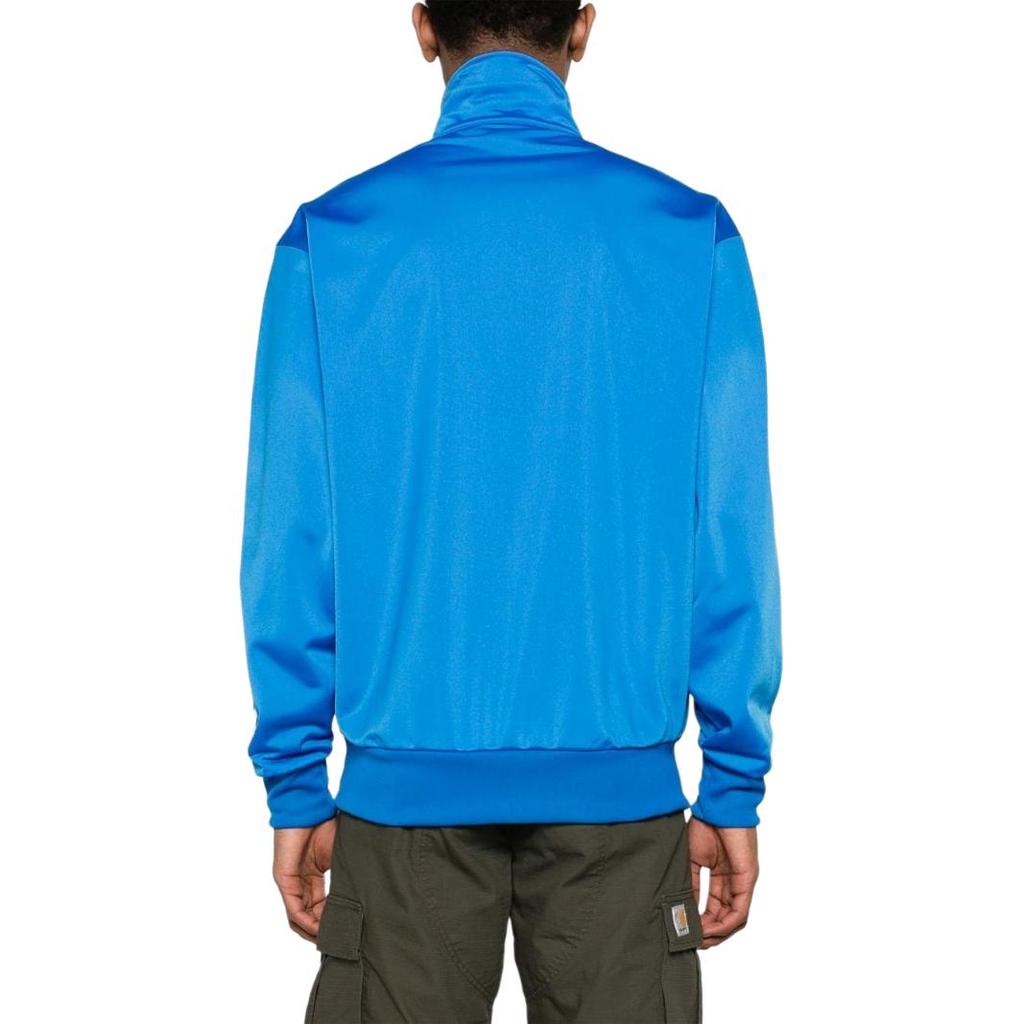 Adidas Originals Solid Color Zipper Stand Collar Striped Long Sleeve Jacket Men jackets Blue IJ7059