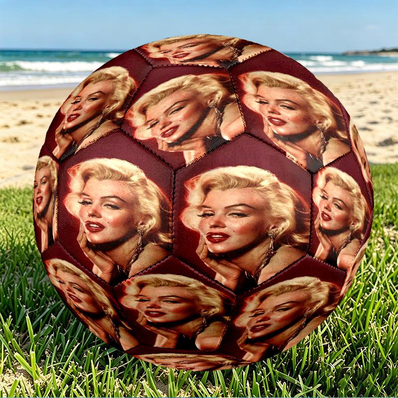 Marilyn Monroe Print Size 5 Soccer Ball, PU Wear Resistant Football for Match Training and Daily Practice, Birthday Gift for Soccer Fans