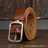 3.8CM Wide Retro Rough Thick Leather Belt Men's Stainless Steel Needle Buckle Cowhide Casual Denim Belt
