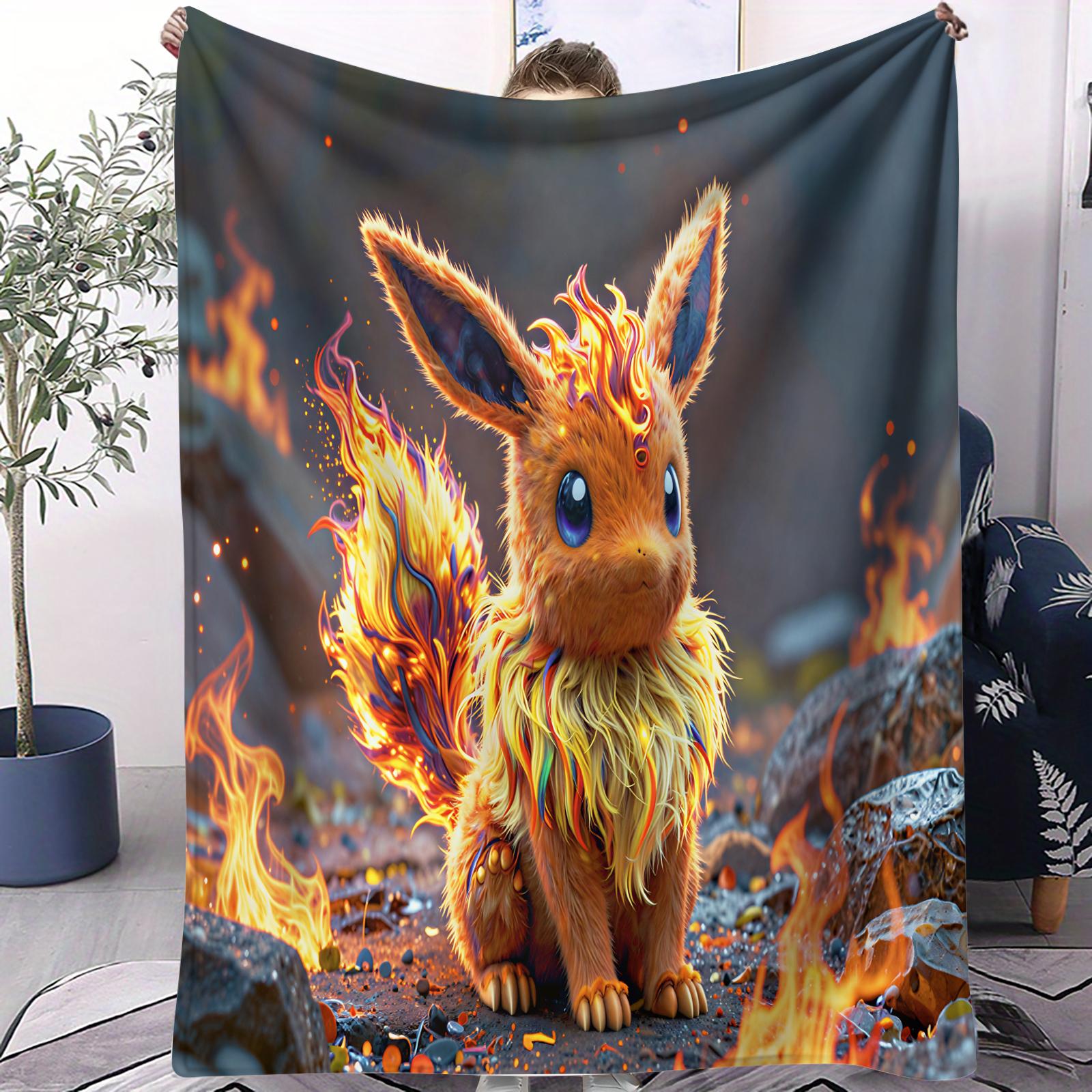 Cartoon Pikachu Theme Monster Printed Flannel Blanket For OfficeCamp Travel Multifunctional Universal Blanket Fan Gift 70x100cm