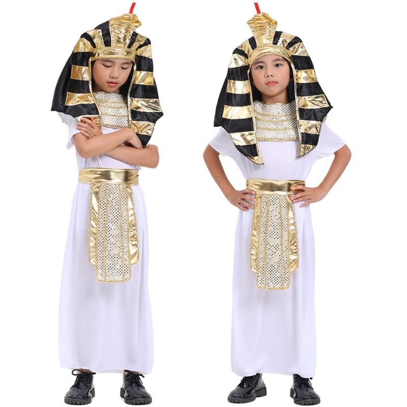 Child Pharaoh Cosplay Costume Ancient Egyptian King Outfit Halloween Props Party