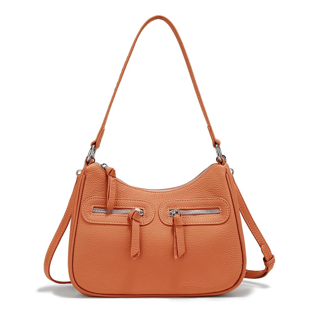 

Zency Genuine Leather Shoulder Crossbody Bag Designer Handbag for Women світло-коричневого кольору